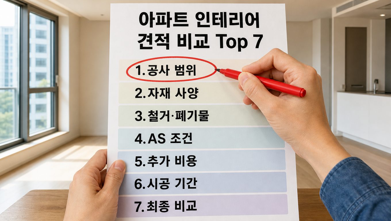 아파트 인테리어 견적 비교할 때 확인해야 할 항목 Top 7
