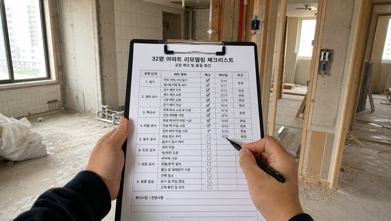 아파트 리모델링 공정 체크리스트로 하자 줄이는 실전 가이드