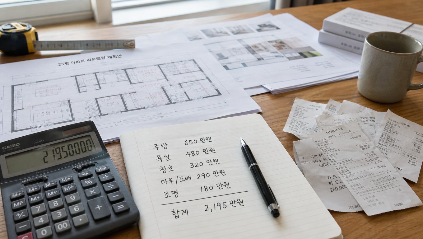 25평 아파트 풀인테리어 견적 항목별 비용 비중