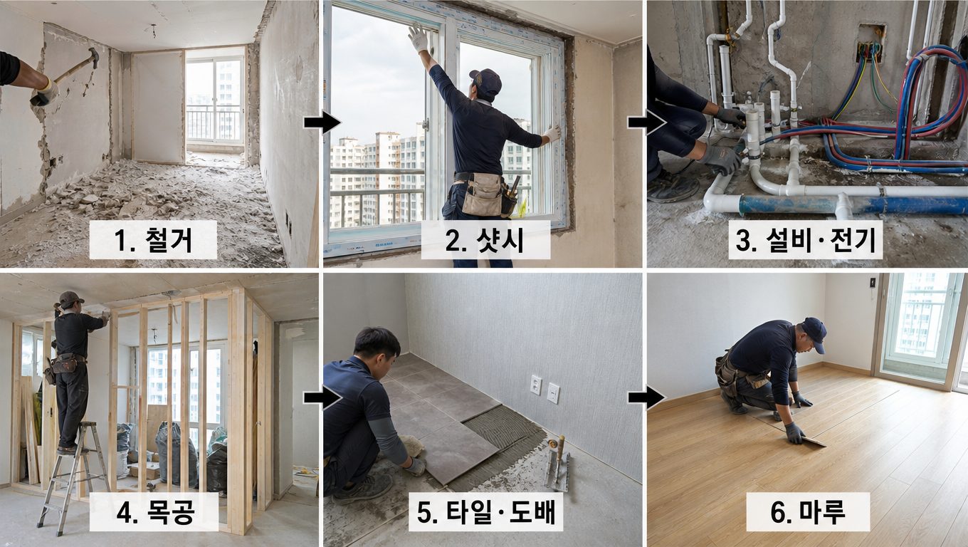 아파트 풀인테리어 시공 순서와 각 공정별 특징