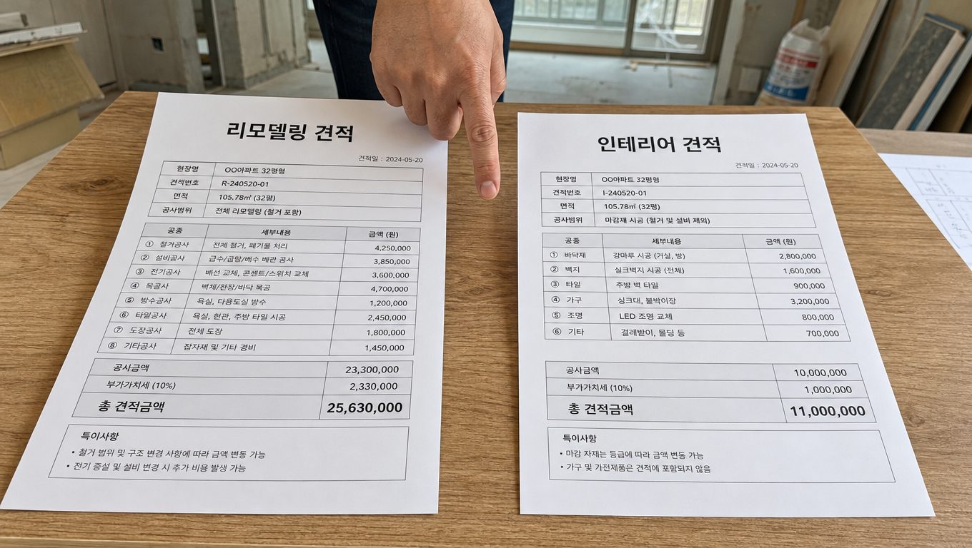 인테리어견적비교 로 리모델링 견적 비교할 때 확인할 점