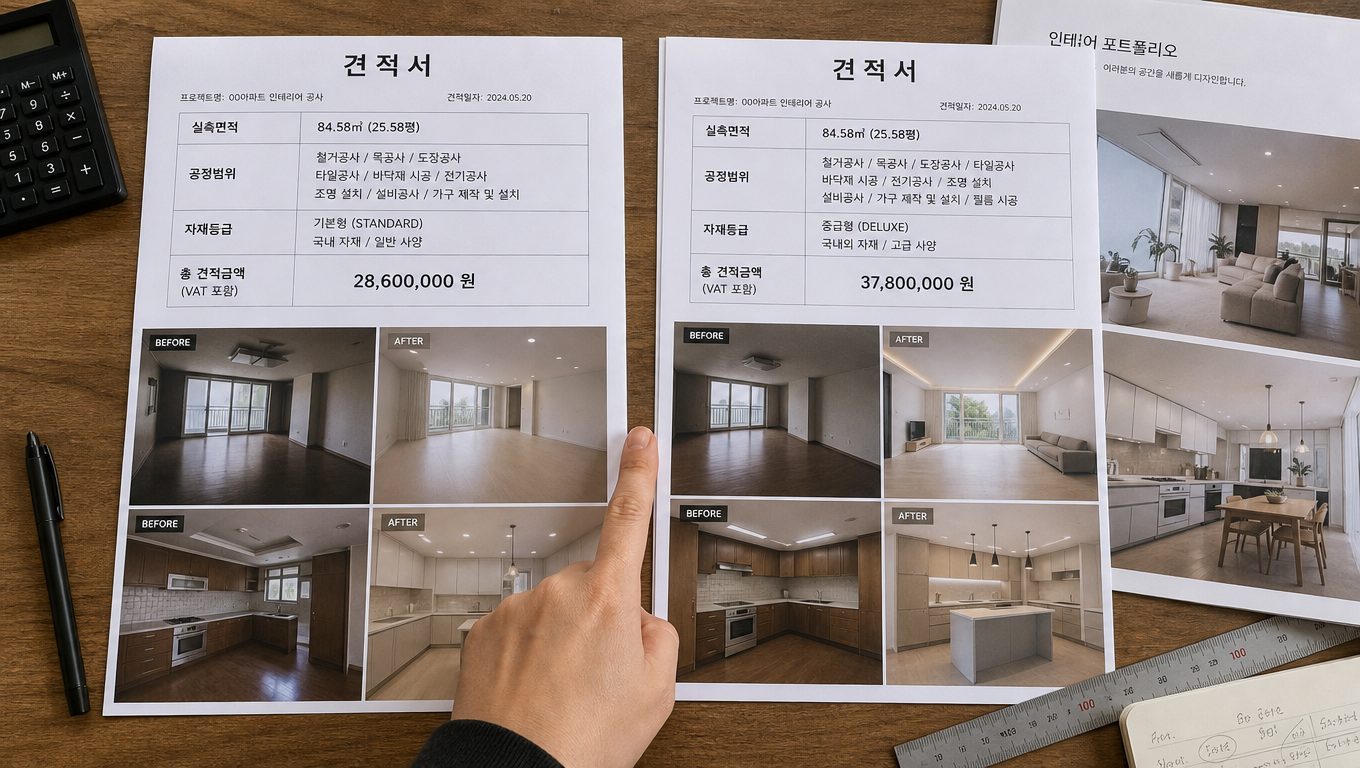 인테리어업체비교에서 포트폴리오와 견적서 확인 방법