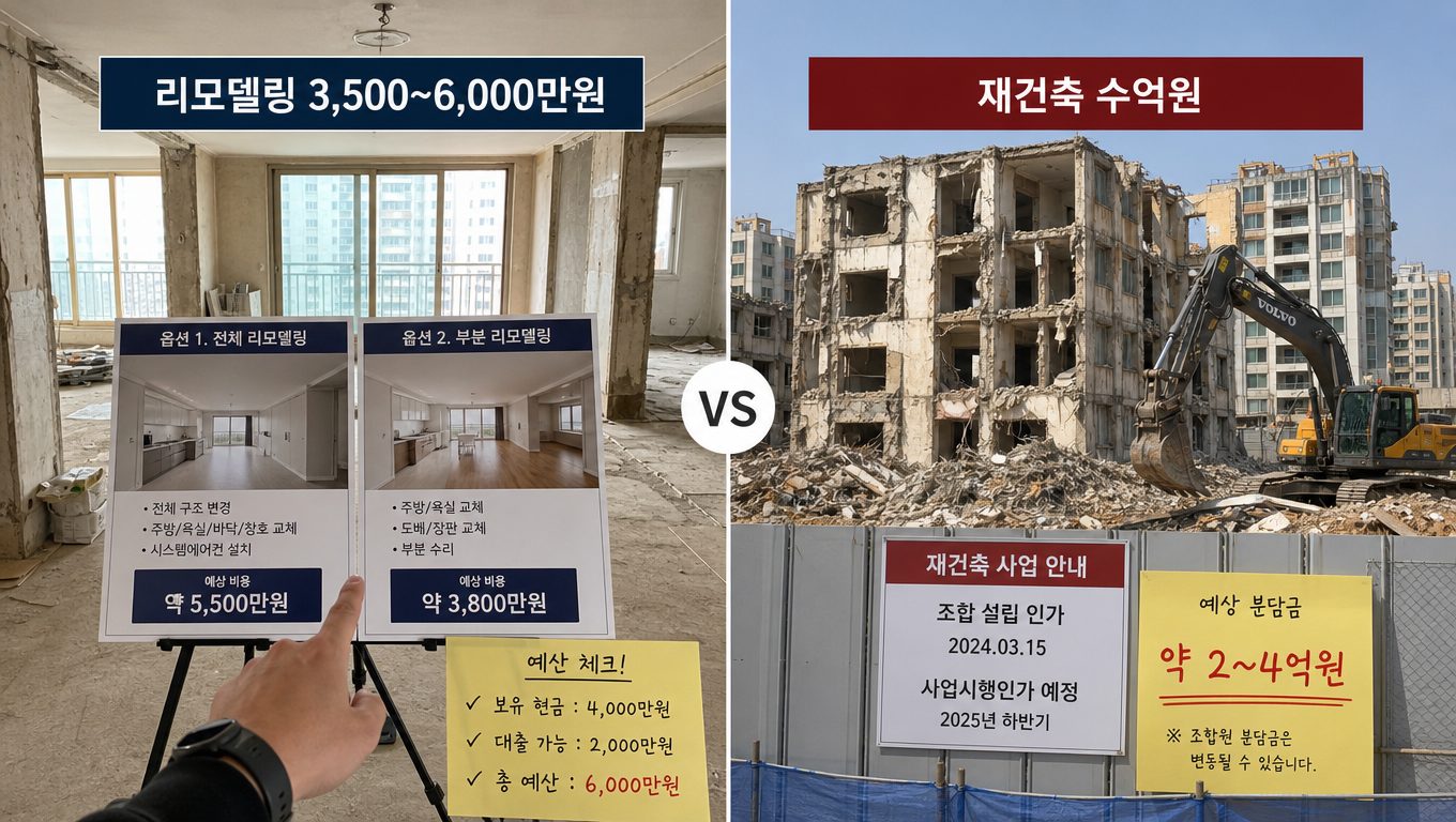 30평대 구축 아파트 리모델링 비용과 재건축 비교