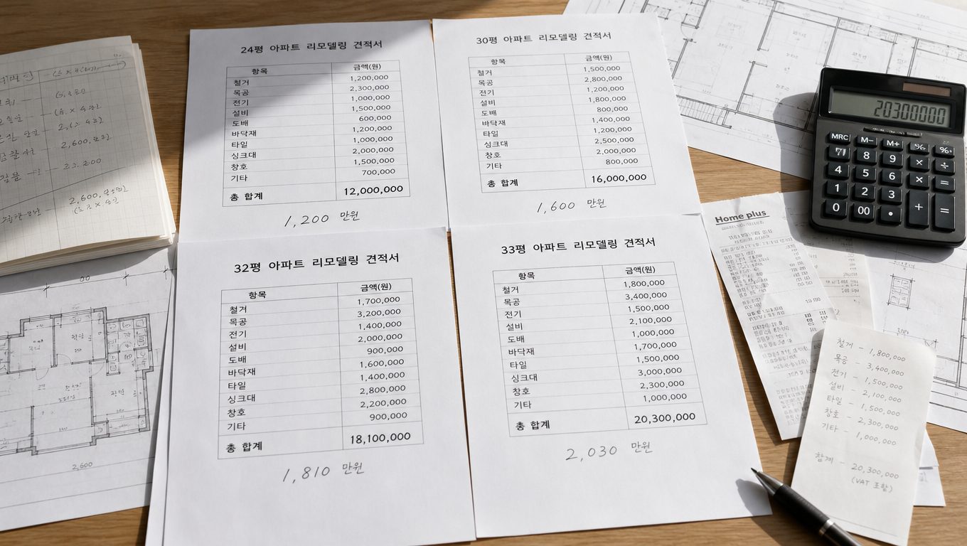 아파트 인테리어 후기에서 확인하는 평형별 실제 리모델링 비용
