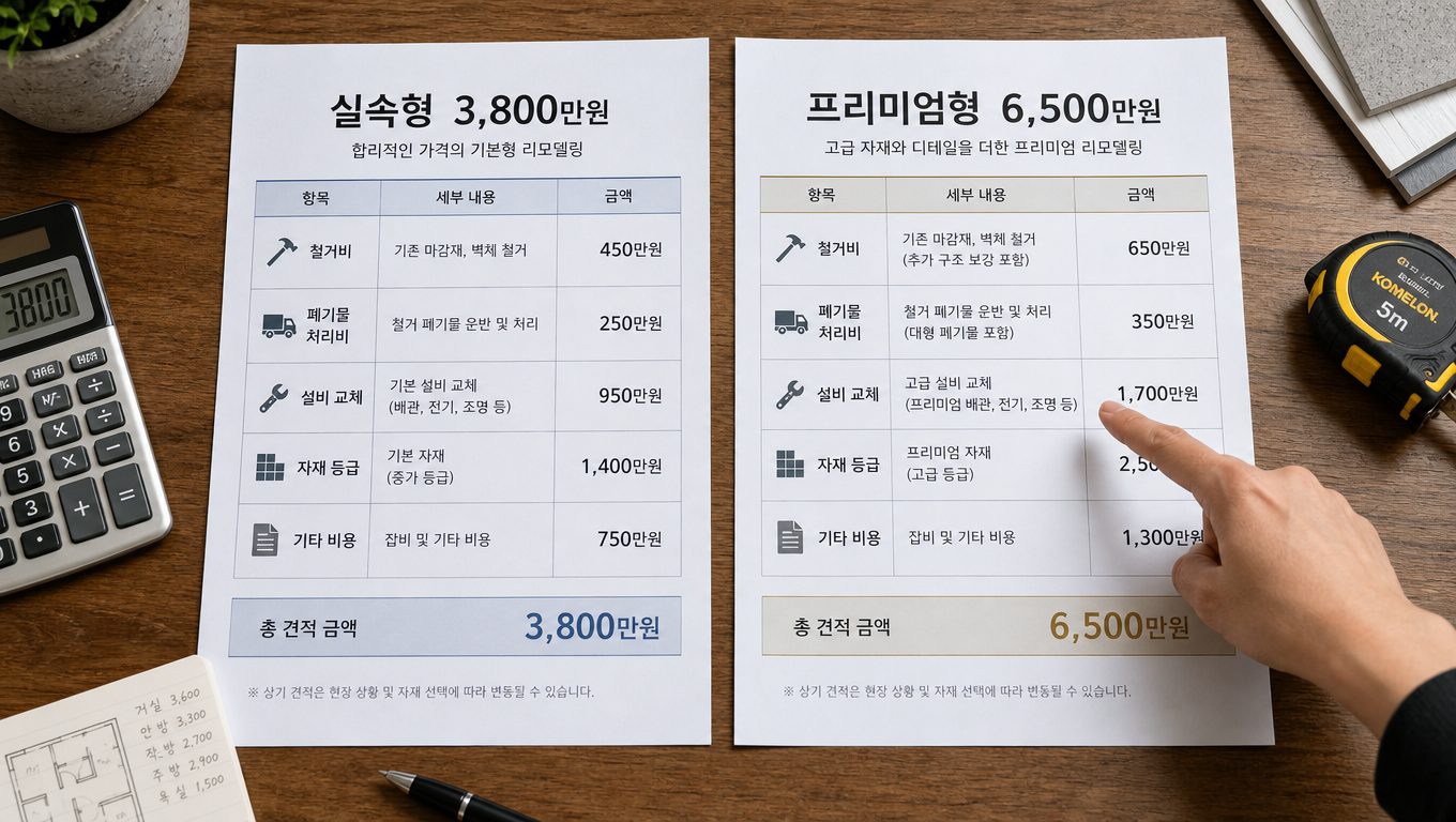 아파트 풀인테리어 견적 비교할 때 놓치기 쉬운 항목은 무엇인가요