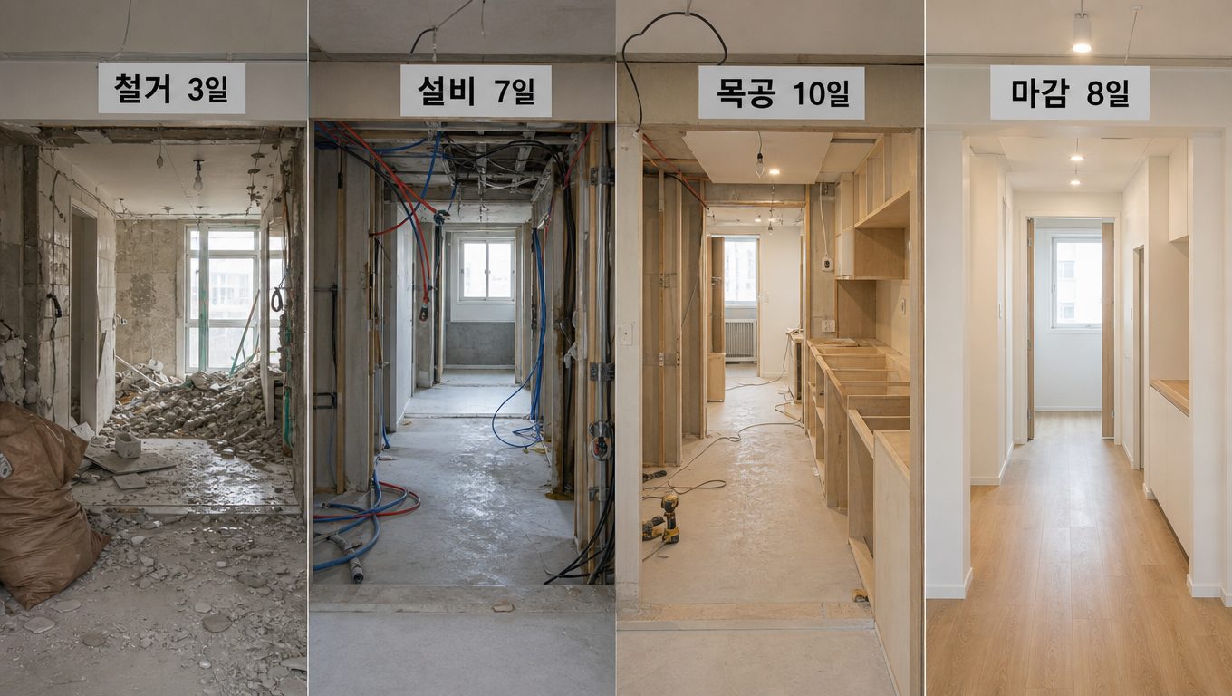 아파트 풀인테리어 시공 순서와 각 공정별 소요 기간