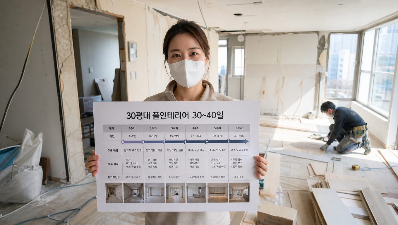 30평대 아파트 풀인테리어 실제 소요 기간 사례