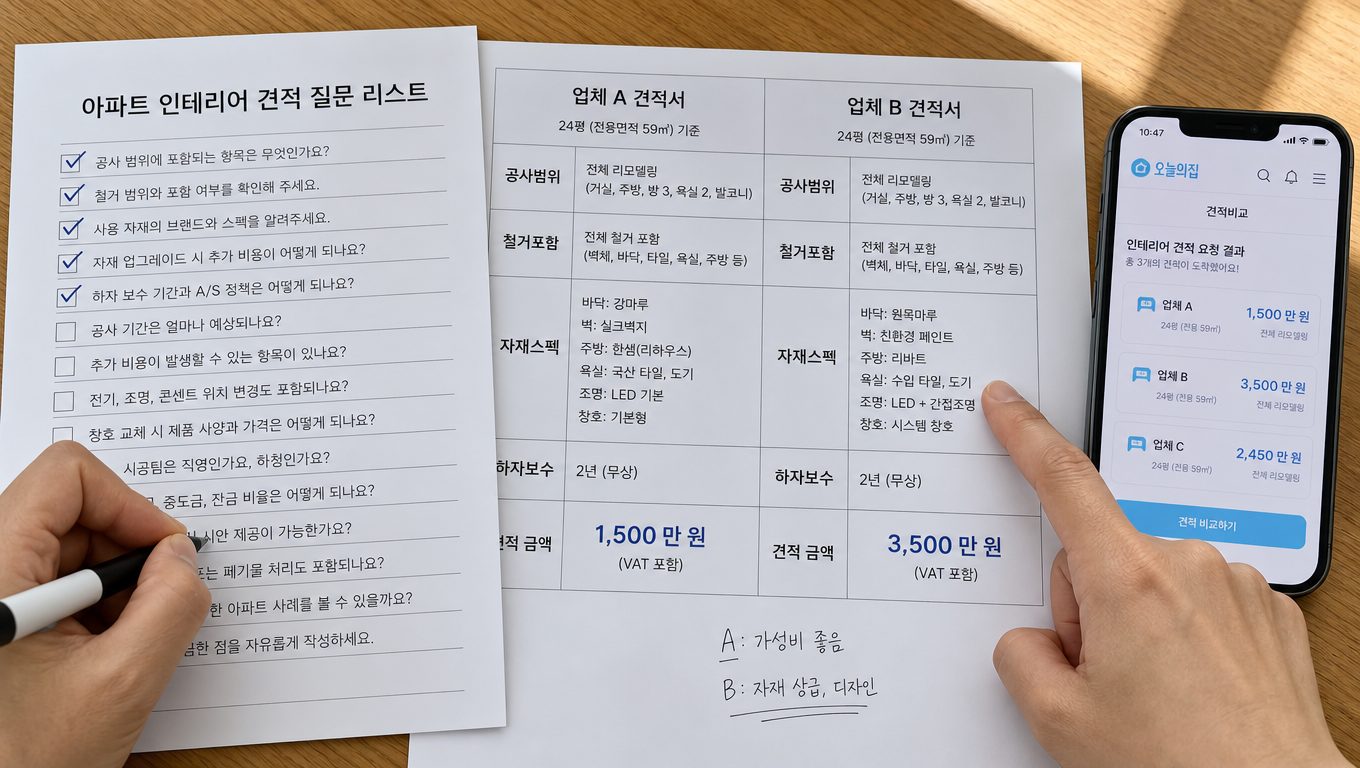 아파트 인테리어 견적 받을 때 물어볼 질문 리스트